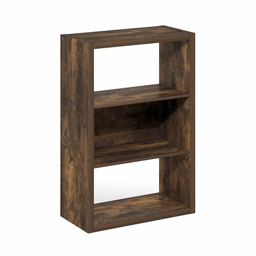 Image of Furinno Viola Book Shelf, 3-Tier Bookshelf, Extra Thick Frame Bookcase with Open Shelf, Open Back Design, 11.3 inch x 23.2 inch x 35.9 inch, for Living Room, Bedroom, Home Office, Amber Pine