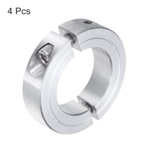 QUARKZMAN 4 Stück Doppelt geteilte Klemmring für 1-3/8 Welle, zweiteiliger Klemmring, 2-1/4 Außendurchmesser, 9/16 Dicke, Aluminiumlegierung mit Gewindestift geteilter Klemmring