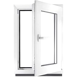 ?BauPLAZA - Ventana PVC (reforzado) - ANCHO x ALTO 400 x 500 mm - BLANCA - Vidrio Transparente - doble acristalamiento 4/24/4 (doble cristal) - 40 x 50 cm Derecha OSCILOBATIENTE 1 HOJA APERTURA