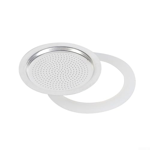 Juego de sellos de goma y tamiz para FACULX Moka, accesorio de sellado de junta de cafetera para estufa, para cafeteras para olla expresa, para repuesto de olla de estufa Moka (9 tazas + tamiz)