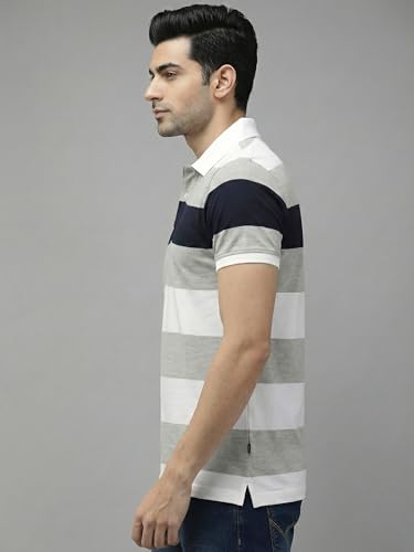 Image of XENOVAURBAN Polo t Shirt for Man | Striped Pattern Mens Cotton Polo Neck T-Shirt with Collar | Regular fit | Breathable and Soft - Polo-Striped-P