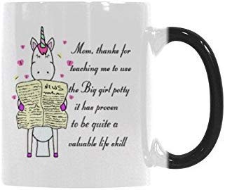 R&H Mom£¬Thanks for Teaching Me How to Use The Big Girl Potty Coffee Mug - Funny Quote Mug Morphing Changing Color Heat Reveal Coffee Tea Cup (11oz)