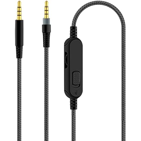 QKIIP 3.5mm AUX Cord, Male to Male Audio Cable Nylon Braided AUX Auxiliary Cable for HyperX Cloud Alpha and Cloud Mix Gaming headsets [6.5ft/2M, Hi-Fi Sound] (No Inline Mic) Cover