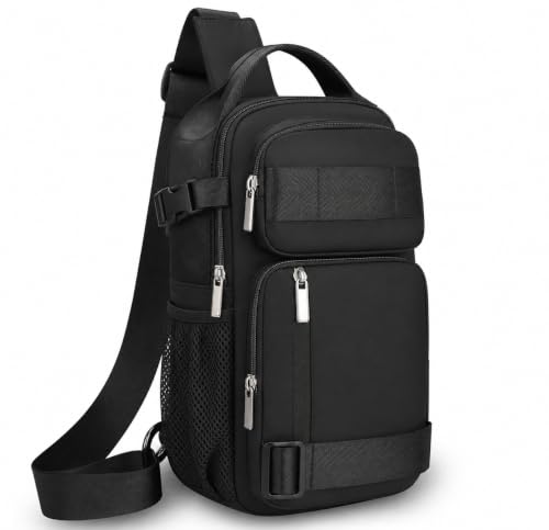 Image of Sling Bag for Men & Women- Crossbody Sling Bag for Travel, Cycling & Hiking | Waterproof Shoulder Bag with Compartment and Zipper Pockets