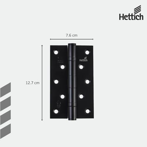 Image of Hettich SS304 Ball Bearing Hinge 3.5 Inch Square Corner with Screws | Z Hole, 80kg Load | Premium Door Hinge for Main Door & Windows | Pack of 1 (2 Hinges)