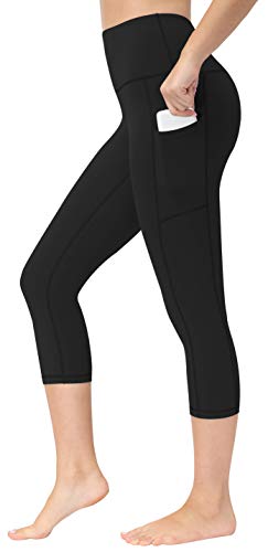 Fengbay High Waist Yoga Capri, Pocket Yoga Pants Tummy Control Workout Running 4 Way Stretch Yoga Leggings