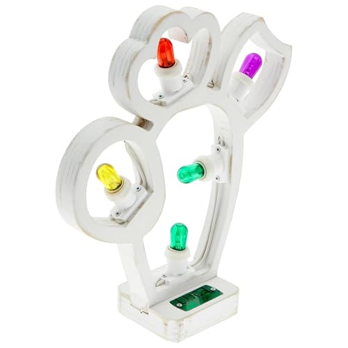 FESTA WOW Luminarie Pugliesi Salentine Lampada Decorativa in Legno a Led da Scrivania,Tavolo,Decorazione Ideale per Esterno Giardino o Interno Lampadine Incluse Idea Regalo (Cactus)