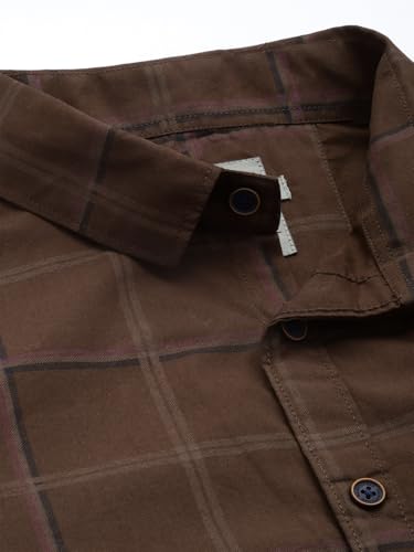 Image of Majestic Man Men Comfort Slim Fit Checked Pure Cotton Half Sleeve Casual Shirt