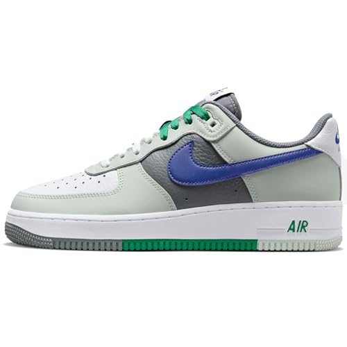 Nike Air Force 1 LV8 Big Kids' Shoes (FB9035-001, Light Silver/White/Smoke Grey/Deep Royal Blue) Size 5