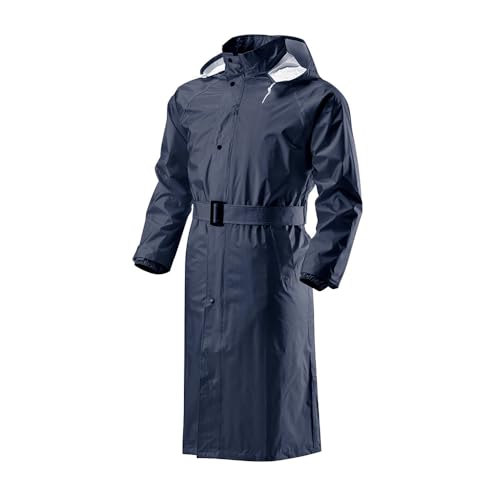 TK-RAINWEAR R600 premium raincoat (navy/waterproof/light weight/windbreak) Reflective belt, Men Women Adults rainwear