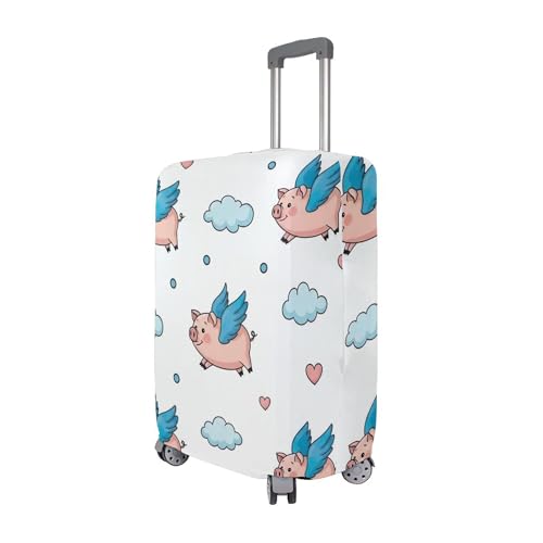 Joisal Cartoon Luggage Covers for Suitcase Protectors Washable Cute Cartoon Pigs Blue White Flight Travel Suitcase Sleeve, XL, Fits 29-32 Inch Case3