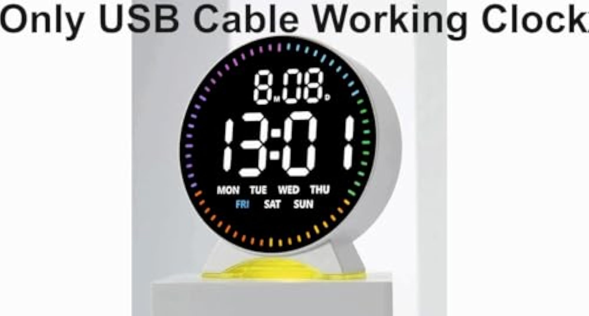 Digital USB Cable Working LED Alarm Clock with Night Light