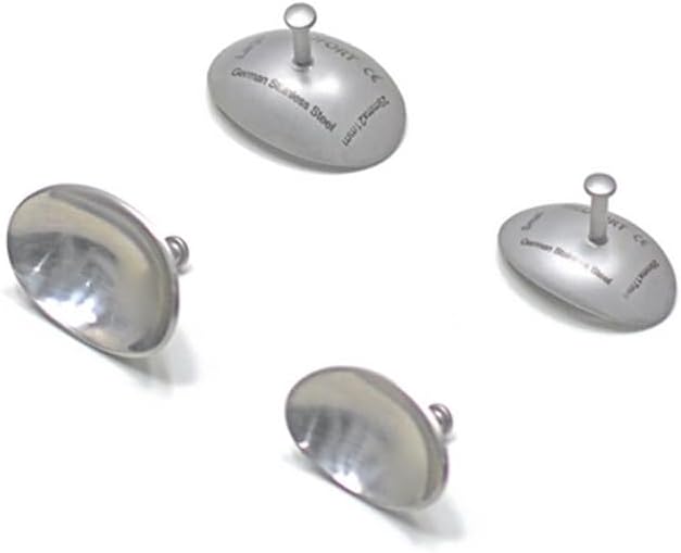 Stainless Steel Corneal Eye Shield Protectors, Small 26mm X 17mm and Large 29mm X 21mm, Set of 2 Pairs