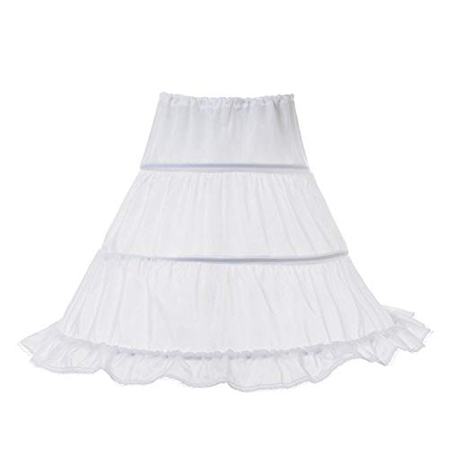 NNJXD Girls' 3 Hoops Petticoat Full Slip Flower Girl Crinoline Skirt Suits for 5-15 Years White