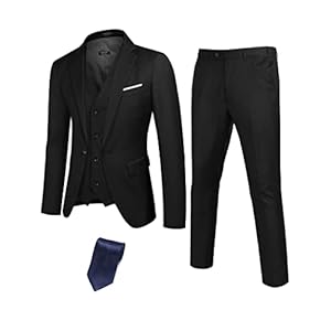 COOFANDY Herren 3-teilige Anzüge Ein-Knopf-Blazer Jacke Slim Fit Weste Anzug Hose mit Krawatte