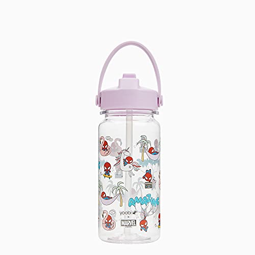 Yoobi x Marvel Spider-Man Water Bottle â€“ 20 oz/ 600ml Superhero Water Bottle w/ Spill-Proof Lid Straw â€“ Dishwasher Safe Adult Water Bottle, Kids Water Bottle â€“ BPA & PVC-Free Leak Proof Water Bottles