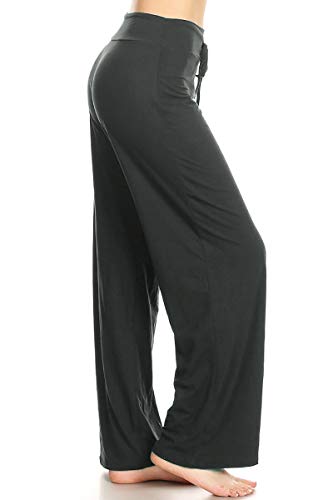 Image of Leggings Depot Women's Wide Leg Drawstring Pajama Pants for Lounge, Sleep | Soft, Breathable Poly-Span, Drawstring Waist, Comfy, Casual, Yoga, Everyday