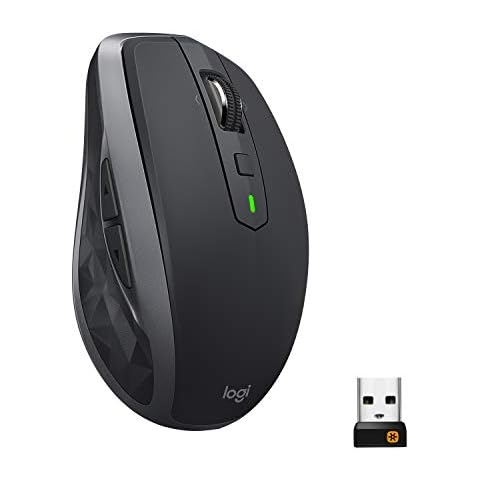 Logitech MX Anywhere 2S Wireless Mouse, Multi-Device, Bluetooth and 2.4 GHz with USB Unifying Receiver, laptop/ PC/ Mac/ iPad OS - Graphite Black Cover