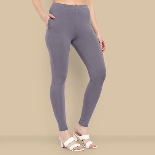 Image of ONE SKY Women Full Length Leggings | Cotton Modal Spandex Blend | High Waist Stretchable & Bio-Washed Fabric | Colour-Lock Technology | Comfortable Leggings for Women
