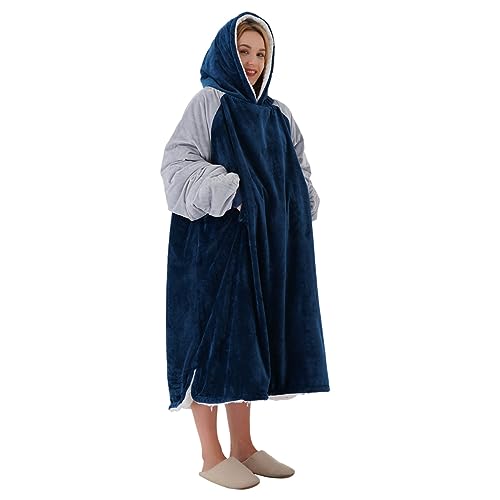Winthome Sudadera con Capucha Oversize, Batamanta Mujer Doble Cálido Suave, Batamanta Hombre con Bolsillo, Manta con Capucha, Hoodie Sherpa para Adultos, Adolescentes, Damas, Hombres, Regalo, Invierno