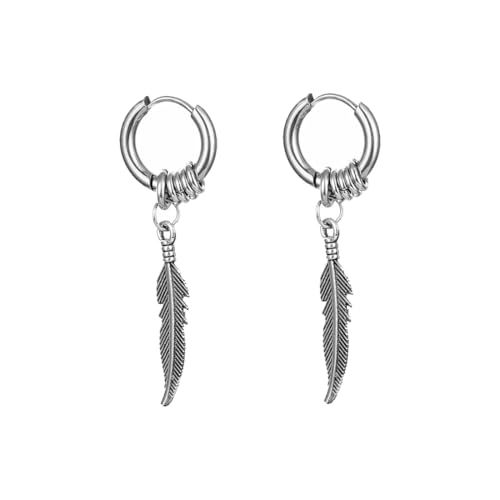 GXGM Pendientes de Aro con Colgantes de Plumas Hipoalergénicos para Mujeres Hombres