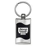 Jeep Grill Logo Gray Spun Brushed Metal Key Chain