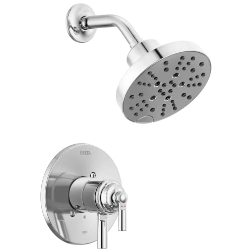 Delta Faucet Saylor 17 Series Chrome Shower Valve Trim Kit with H2Okinetic Shower Head, Delta Shower System, Shower Faucet Set, Shower Head and Handle Set, Chrome T17235 (Valve Not Included) product photo