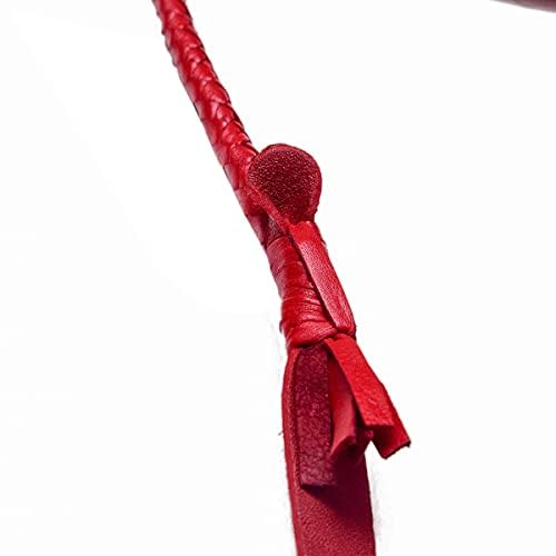 Látigo de toro de cuero de vaca hecho a mano, 8 pies de largo, 12 trenzas, accesorios ecuestres para montar a caballo, látigos resistentes (negro y rojo)