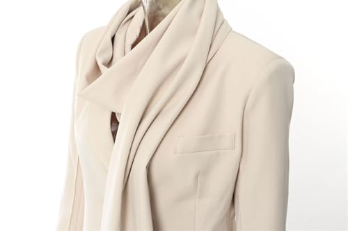 Solid Blazer for Women Scarf Collar Long Sleeve Jacket Patchwork Pocket Asymmetrical Female Fashion Blazers4