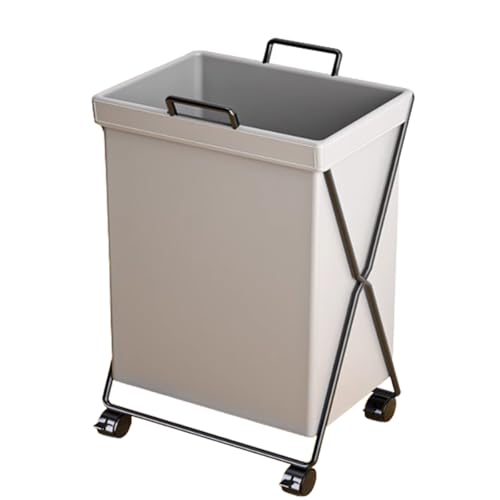 WQZzjm Cesto para la Ropa Sucia con Ruedas, con Ruedas, de Piel sintética y Estructura metálica, fácil de Mover y Plegable para Ahorrar Espacio (Azul y Gris)
