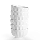 Sweese 1110 Porcelain Fluted Bowl Set - 18 Ounce for Cereal, Soup and Fruit - Set of 6, White