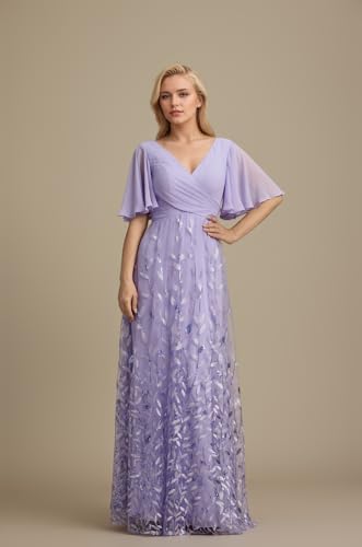 Leaf Lace Appliques Mother of The Bride Dresses for Women Formal Wedding Guest Floor Length Evening Gown2