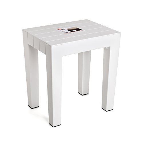 Tatay Lombok Sgabello Rettangolare, Polipropilene, Senza BPA, Finitura Effetto Legno, la Protezione anti-UVA, Anche 130kg, Adatto a 38x29x41cm Interni ed Esterni, Bianco - Image 4