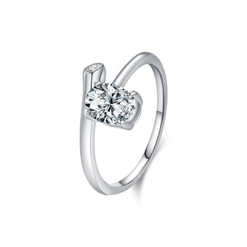 Anillo de moissanita de 5 x 7 mm en oro de 14K, joyas modernas diarias