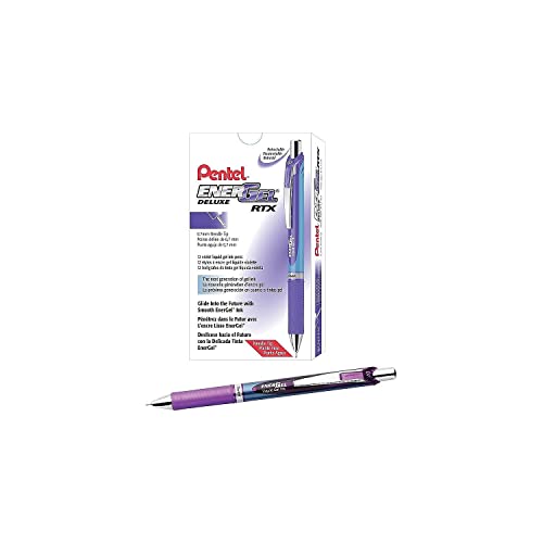Bolígrafos retráctiles Pentel EnerGel Deluxe RTX, tinta morada, pack 12 miniatura 1