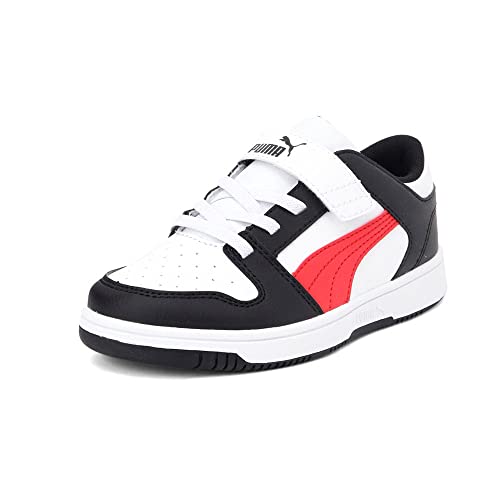 PUMA PUMA Kid's REBOUND LAYUP LO Velcro Shoe, White-Puma Black-High Risk Red, 12 M US Little Kid