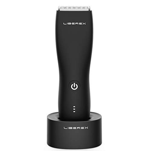 Liberex Electric Groin Hair Trimmer for Men - Pubic Hair Trimmer Body Grooming Clipper with Rechargeable Dock, Waterproof Wet Dry Use, Replaceable Ceramic Blade Head, Ultimate Male Hygiene Razor