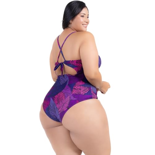 Maiô Plus Size Estampado Com Bojo Feminino Moda Praia Decote Realça o Busto Forro Interno Confortáve