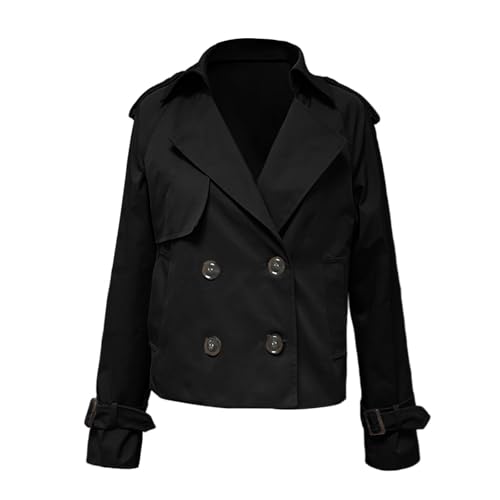 Cropped Trench Coat for Women Double Breasted Jacket Trendy Fall Clothes - image 5