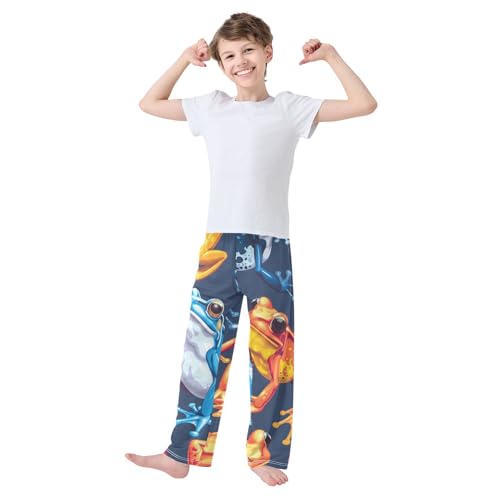 ZZXXB Colorful Frog Boys Long Pants Soft Trousers Elastic Waist Kids Lounge Bottoms with Pockets S-XL2
