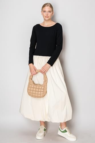 FashionPuzzle Lightweight Quilted Soft PU Leather Crescent Puffer Hobo Shoulder Bag2