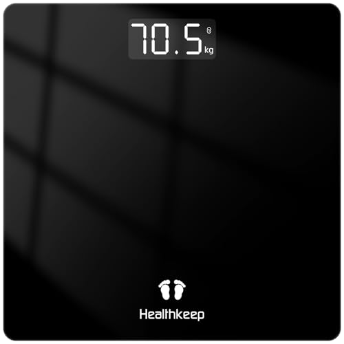 Healthkeep Personenwaage - Digital Körperwaage mit Hochpräzisions-Sensoren Tragkraft bis 180 kg, Digitalwaage mit Klare LCD-Anzeige und Step-On, Waage Personen aus Sicherheitsglas-Schwarz 26 * 26cm Healthkeep Personenwaage - Digital Körperwaage mit Hochpräzisions-Sensoren Tragkraft bis 180 kg, Digitalwaage mit Klare LCD-Anzeige und Step-On, Waage Personen aus Sicherheitsglas-Schwarz 26 * 26cm