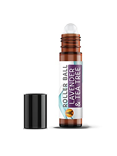 Lavender & Tea Tree Essential Oil Blend Aromatherapy Roller Ball, 10ml | Roll On Essential Oils for Skin | Vegan, Made in UK