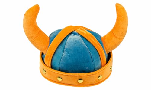 Ameisenkeks Wikingerhelm Kinder & Erwachsene Weicher Plüschhelm mit Hörnern Kostüm Zubehör für Karneval Fasching & Rollenspiel Bequem & Leicht (Ø ca. 21 cm)