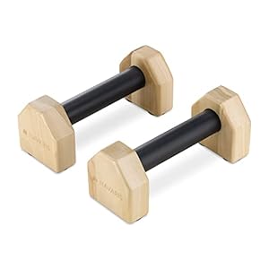 Navaris Wooden Parallettes – Wood Calisthenics Equipment for Gymnastics, Fitness, Home Gym – Push Up Handstand Handle Bar Stand Handles Set – Size M