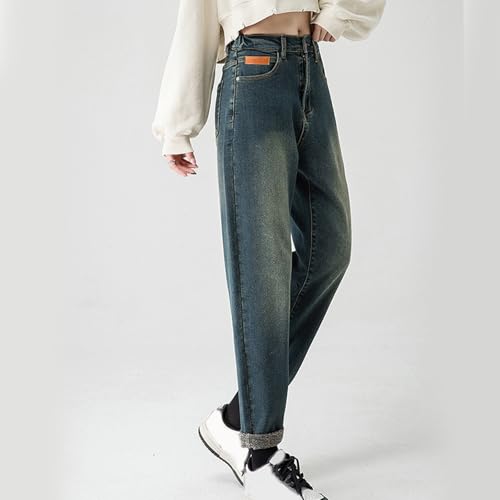 Womens Cropped Denim Pants High Waisted Baggy Jeans Vintage Stretch Ankle Teen Girls Y2K Straight Leg Denim Trousers3