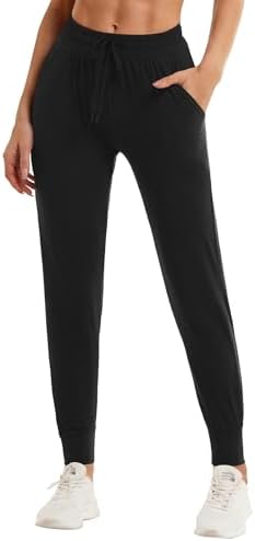 DDOBB Women's Jogging Bottoms with Pockets Summer Trousers | Long Sports Trousers Breathable Cotton Sweatpants Slim Fit Jogging Pants Leggings for Fitness Yoga Running Trousers Lei