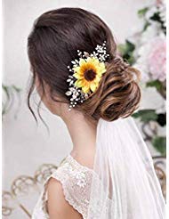 Barogirl Bridal Sunflower Hair Comb Clip Crystal Bride Gold Wedding Hair Accessories For Women (Silver) #TOP5