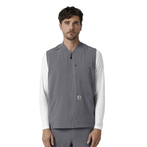 Carhartt Scrubs C86510 Men's Force® Cross-Flex Lightweight Scrub Vest Medium Pewter