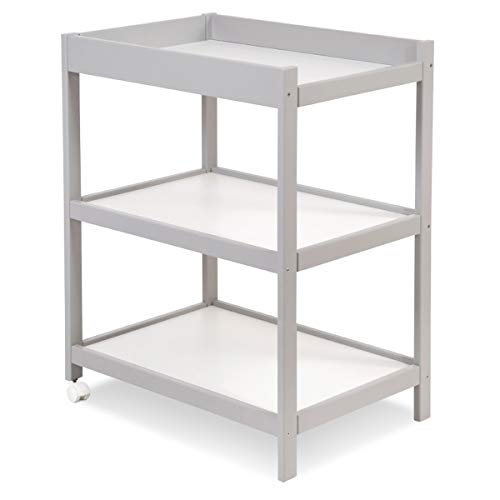 EMMA Table à langer en bois avec étagères Gris